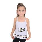 Toontoy Kız Çocuk Pul İşlemeli Balık Nakış Askılı Atlet Gri Melanj 5 YAŞ