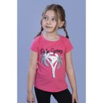 Toontoy Kız Çocuk Pullu Palmiye Nakışlı T-Shirt - 3 Yaş - Fuşya
