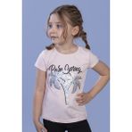 Toontoy Kız Çocuk Pullu Palmiye Nakışlı T-Shirt - 5 Yaş - Pudra