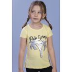 Toontoy Kız Çocuk Pullu Palmiye Nakışlı T-Shirt - 6 Yaş - Sarı