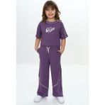 Toontoy Kız Çocuk Queen Baskılı Crop Eşofman Takım Mor 8 YAŞ