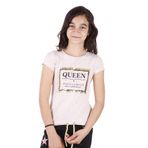 Toontoy Kız Çocuk Queen Varak Leoapar Baskılı Tişört Kahve Melanj 6 YAŞ