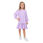 Toontoy Kız Çocuk Reglan Kol Fırfır Büzgülü Elbise Lila 6 YAŞ