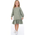 Toontoy Kız Çocuk Reglan Kol Fırfır Büzgülü Elbise