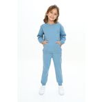 Toontoy Kız Çocuk Reglan Kol Kanguru Cepli Nakışlı Eşofman Takım Mavi 3 YAŞ