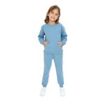 Toontoy Kız Çocuk Reglan Kol Kanguru Cepli Nakışlı Eşofman Takım Mavi 4 YAŞ