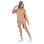 Toontoy Kız Çocuk Reglan Kol Şerit Detaylı Baskılı Takım - 14 Yaş - Kahverengi