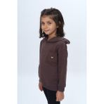 Toontoy Kız Çocuk Relax Fit Kapüşonlu Düşük Omuz Nakışlı Sweatshirt - Cep Detaylı - Kahve - 2 Yaş