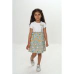 Toontoy Kız Çocuk Renkli Çiçek Baskılı Elbise Yeşil 3 YAŞ