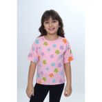 Toontoy Kız Çocuk Renkli Çiçek Baskılı Tişört - Pembe - 5 Yaş