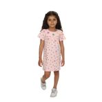 Toontoy Kız Çocuk Renkli Çiçek Nakışlı Elbise Pudra 1 YAŞ
