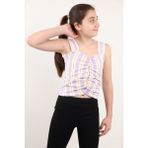 Toontoy Kız Çocuk Renkli Çizgili Atlet Lila 13-14 YAŞ