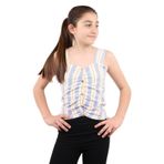 Toontoy Kız Çocuk Renkli Çizgili Atlet Mavi 13-14 YAŞ