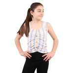 Toontoy Kız Çocuk Renkli Çizgili Atlet Mavi 8-9 YAŞ