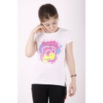 Toontoy Kız Çocuk Renkli Instagram Baskılı T-Shirt - 10 Yaş - Beyaz