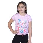 Toontoy Kız Çocuk Renkli Tiktok Baskılı Tişört Pembe 13-14 YAŞ