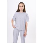 Toontoy Kız Çocuk S Baskılı Tişört Gri Melanj 10-11 YAŞ