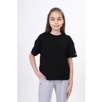 Toontoy Kız Çocuk S Baskılı Tişört Siyah 8-9 YAŞ