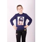 Toontoy Kız Çocuk Şapkası 3D Baskılı Sweatshirt - 10 Yaş - Lacivert