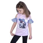 Toontoy Kız Çocuk Şapkası Garnili Köpek Baskılı Tişört Açık Pembe 7 YAŞ