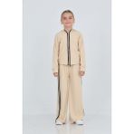 Toontoy Kız Çocuk Şerit Detaylı Eşofman Takım - Bej - 12 - 13 Yaş