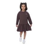 TOONTOY Kız Çocuk Şeritli Kalp Nakışlı Elbise, 3 Yaş, 24941, Kahverengi, Kız Çocuklar