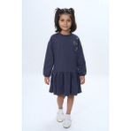 Toontoy Kız Çocuk Şeritli Kalp Nakışlı Elbise - 4 Yaş - Füme
