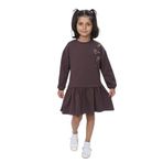 TOONTOY Kız Çocuk Şeritli Kalp Nakışlı Elbise, 5 Yaş, 24941, Kahverengi, Kız Çocuklar