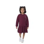 TOONTOY Kız Çocuk Şeritli Kalp Nakışlı Elbise, 5 Yaş, 24941, Mor, Kız Çocuklar