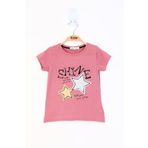 Toontoy Kız Çocuk Shıne Baskılı Tişört Gül Kurusu 4 YAŞ