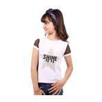 TOONTOY Kız Çocuk Shine Yıldız Baskılı Kol Kısmı Fileli Tişört 6 Yaş, 6 Yaş, 10870-1, Beyaz, Kız çocuk