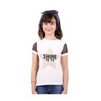 TOONTOY Kız Çocuk Shine Yıldız Baskılı Kol Kısmı Fileli Tişört 6 Yaş, 6 Yaş, 10870-1, Ekru, Kız çocuk