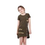 TOONTOY Kız Çocuk So Chic Baskılı Elbise, 7 Yaş, 10794-1, Haki, Kız Çocuklar
