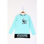 Toontoy Kız Çocuk Stay One Baskılı Tişört Su Yeşili 10 YAŞ