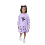 TOONTOY Kız Çocuk Süzene Nakışlı Lale Baskılı Elbise, 4 Yaş, 24940, Lila, Kız Çocuklar