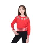 Toontoy Kız Çocuk Sweatshirt Black Varak Baskılı Kırmızı 8 YAŞ