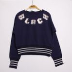 Toontoy Kız Çocuk Sweatshirt Black Varak Baskılı - Lacivert - 10 Yaş - 140Cm Boy
