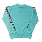 Toontoy Kız Çocuk Sweatshirt Kollari Şeritli Pullu Fashion Nakış Mint Yeşili 5 YAŞ