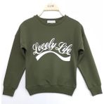 Toontoy Kız Çocuk Sweatshirt Lovely Life Baskı Haki 8 YAŞ