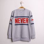 Toontoy Kız Çocuk Sweatshirt Never Baskı Gri Melanj 8 Yaş - 128 cm Boy