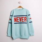 Toontoy Kız Çocuk Sweatshirt Never Baskı Mint Yeşili 10 YAŞ