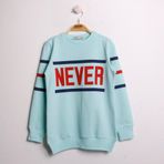 Toontoy Kız Çocuk Sweatshirt Never Baskı Mint Yeşili 12 YAŞ
