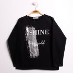 Toontoy Kız Çocuk Sweatshirt Shine Varak Baskılı - 8 Yaş - Mint