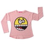 Toontoy Kız Çocuk Sweatshirt Smile Baskılı Pembe Melanj 3 YAŞ