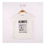 Toontoy Kız Çocuk T-Shirt Always Baskı Ekru 3 Yaş K-140