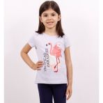 Toontoy Kız Çocuk T-Shirt Flamingo Baskılı - 3 Yaş - Gri Melanj
