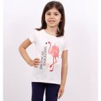 Toontoy Kız Çocuk T-Shirt Flamingo Baskılı - 5 Yaş - Ekru