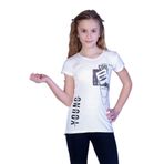 Toontoy Kız Çocuk T-Shirt Göğsü Lazer Kesim - 10 Yaş - Ekru