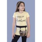 Toontoy Kız Çocuk T-Shirt Önü Çantalı - 12 Yaş - Sarı