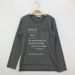 Toontoy Kız Çocuk T-Shirt Varak Baskı Cepli Antrasit Melanj 10 YAŞ